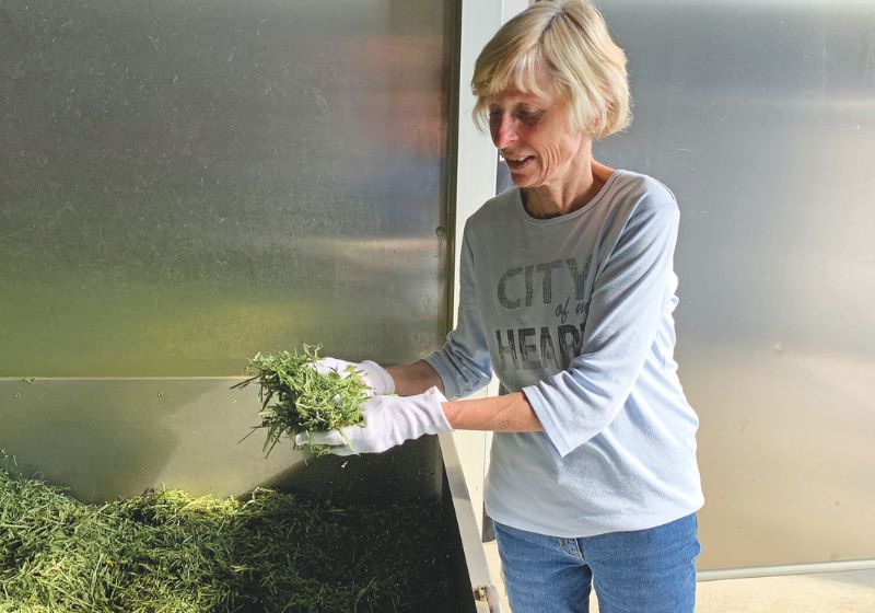 Birgit Acker bei der Trocknung